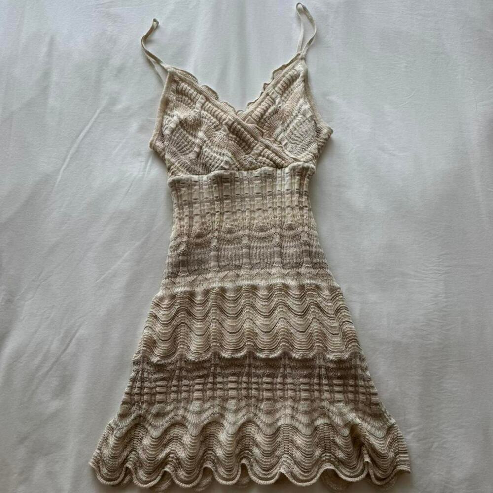 Sly cream mini crotchet dress
